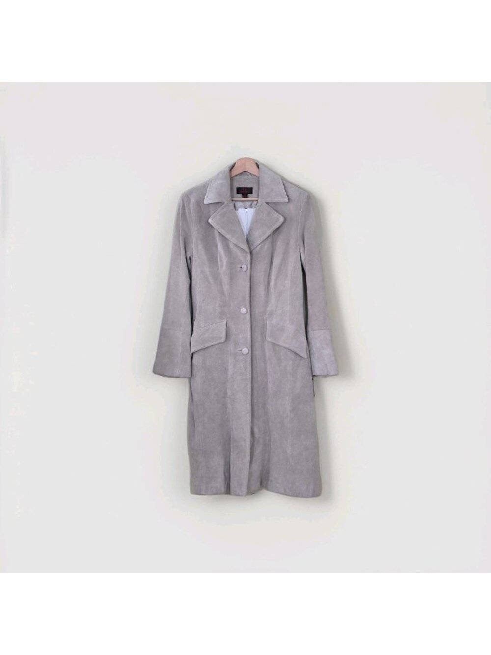 Danier Vtg Kyla Suede Trench Coat S Beige Buttons Minimalist Retro Look Edgy NWT